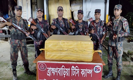 ব্রাহ্মণবাড়িয়ায় বিজিবির অভিযানে ভারতীয় অবৈধ পণ্য জব্দ