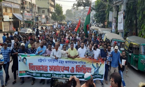 রাষ্ট্রপতির অপসারণের দাবিতে সাতক্ষীরায় বিএনপির বিক্ষোভ মিছিল ও সমাবেশ