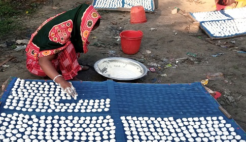 কুমড়ো বড়ি তৈরিতে ব্যস্ত সোনাতলার সাহাপাড়ার মানুষ